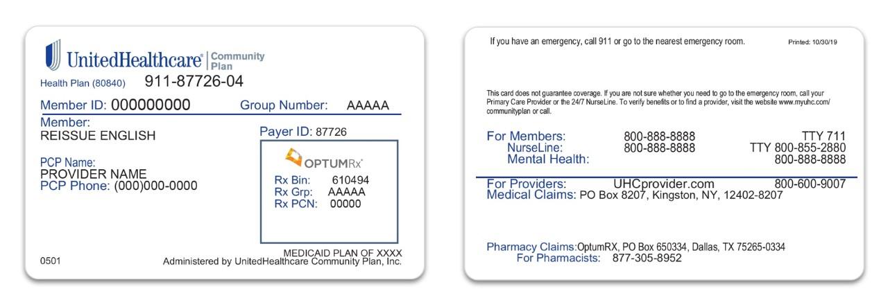How to read your United Healthcare Card